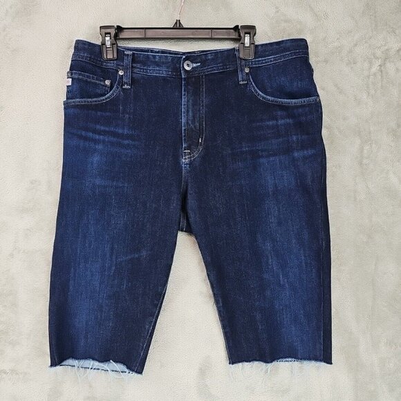 AG Adriano Goldschmied Shorts Mens Size 38 Dark Blue Cut Off Bermuda Comfort - Picture 1 of 12